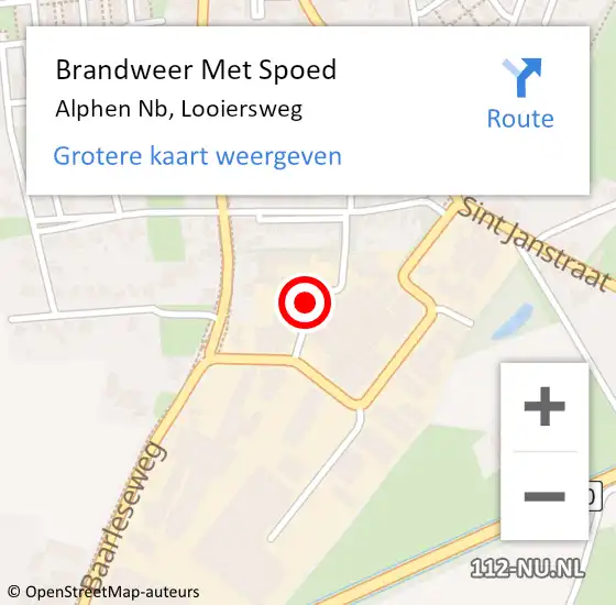 Locatie op kaart van de 112 melding: Brandweer Met Spoed Naar Alphen Nb, Looiersweg op 6 februari 2018 15:56