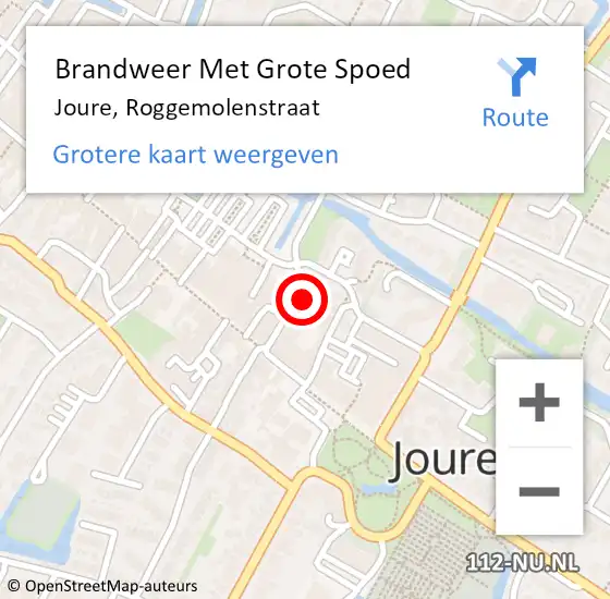 Locatie op kaart van de 112 melding: Brandweer Met Grote Spoed Naar Joure, Roggemolenstraat op 6 februari 2018 16:37