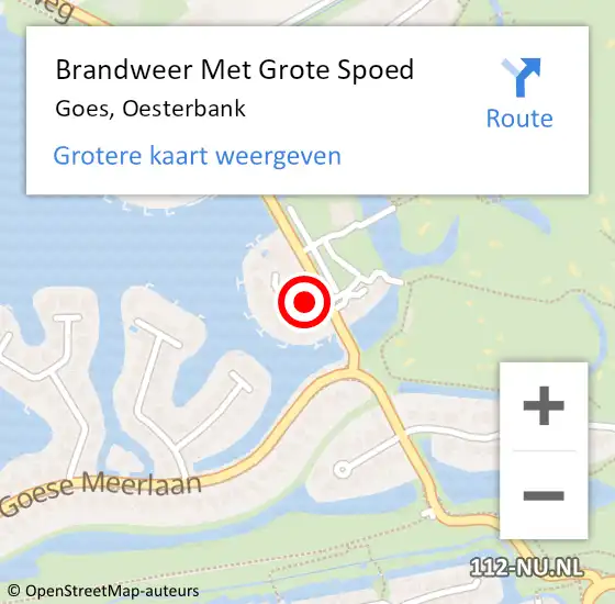 Locatie op kaart van de 112 melding: Brandweer Met Grote Spoed Naar Goes, Oesterbank op 6 februari 2018 16:38