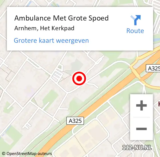 Locatie op kaart van de 112 melding: Ambulance Met Grote Spoed Naar Arnhem, Het Kerkpad op 6 februari 2018 16:50