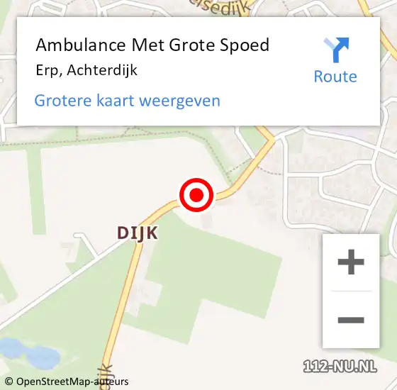 Locatie op kaart van de 112 melding: Ambulance Met Grote Spoed Naar Erp, Achterdijk op 6 februari 2018 16:52