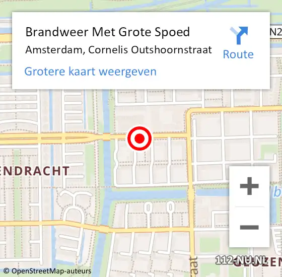 Locatie op kaart van de 112 melding: Brandweer Met Grote Spoed Naar Amsterdam, Cornelis Outshoornstraat op 6 februari 2018 17:23