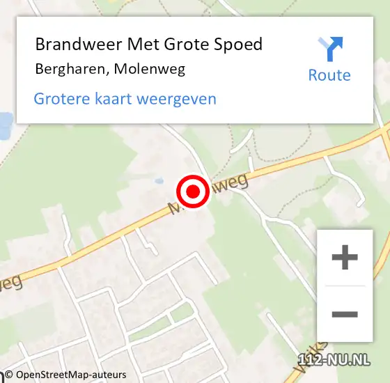 Locatie op kaart van de 112 melding: Brandweer Met Grote Spoed Naar Bergharen, Molenweg op 6 februari 2018 17:29