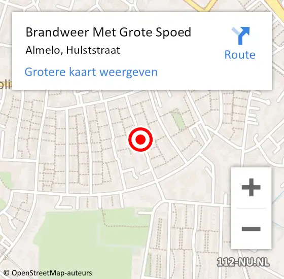 Locatie op kaart van de 112 melding: Brandweer Met Grote Spoed Naar Almelo, Hulststraat op 6 februari 2018 17:38