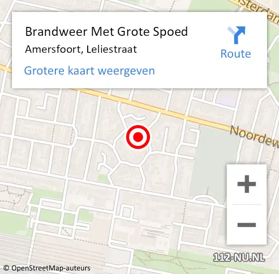 Locatie op kaart van de 112 melding: Brandweer Met Grote Spoed Naar Amersfoort, Leliestraat op 6 februari 2018 18:00