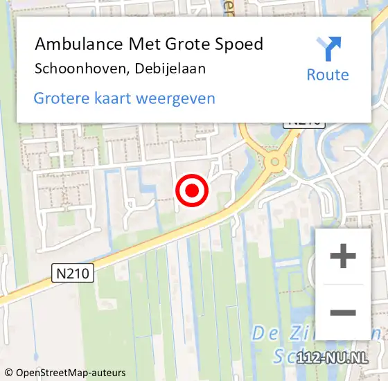 Locatie op kaart van de 112 melding: Ambulance Met Grote Spoed Naar Schoonhoven, Debijelaan op 6 februari 2018 18:05