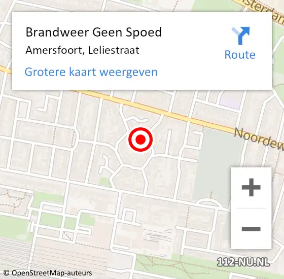 Locatie op kaart van de 112 melding: Brandweer Geen Spoed Naar Amersfoort, Leliestraat op 6 februari 2018 18:07