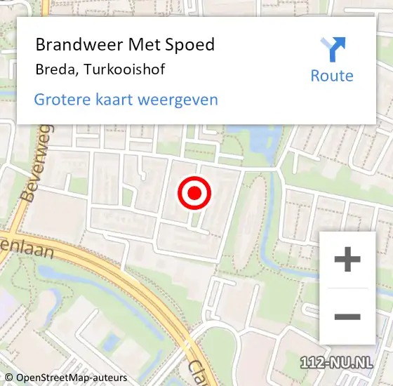 Locatie op kaart van de 112 melding: Brandweer Met Spoed Naar Breda, Turkooishof op 6 februari 2018 18:18