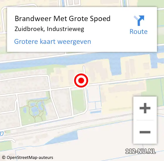 Locatie op kaart van de 112 melding: Brandweer Met Grote Spoed Naar Zuidbroek, Industrieweg op 6 februari 2018 18:22