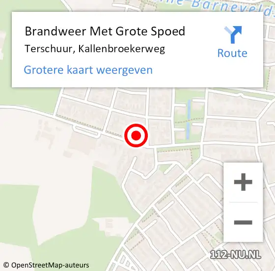 Locatie op kaart van de 112 melding: Brandweer Met Grote Spoed Naar Terschuur, Kallenbroekerweg op 6 februari 2018 19:10