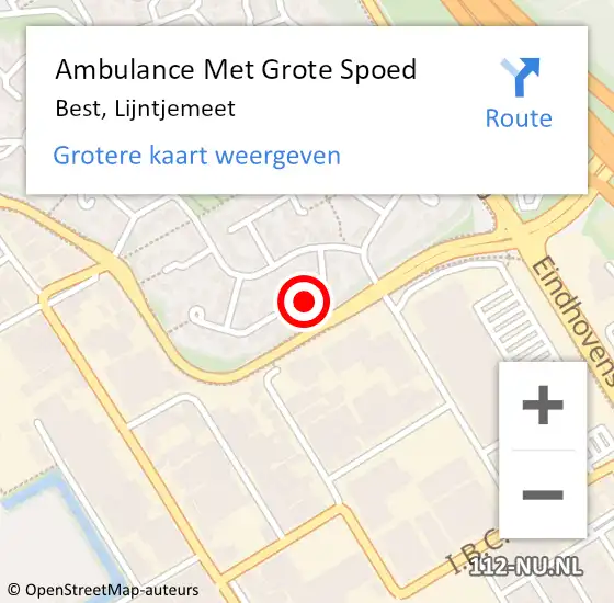 Locatie op kaart van de 112 melding: Ambulance Met Grote Spoed Naar Best, Lijntjemeet op 6 februari 2018 19:46