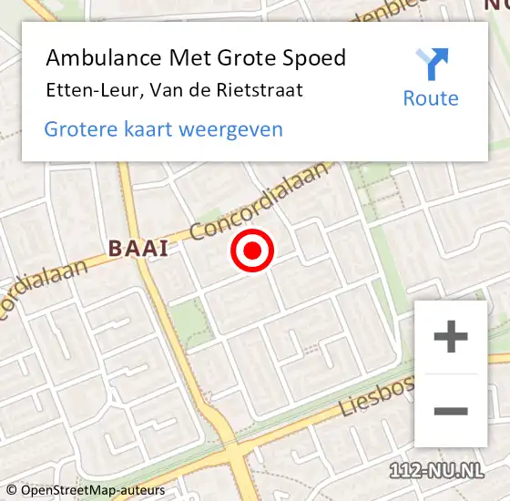Locatie op kaart van de 112 melding: Ambulance Met Grote Spoed Naar Etten-Leur, Van de Rietstraat op 6 februari 2018 19:51