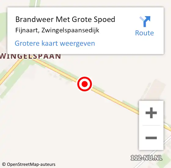 Locatie op kaart van de 112 melding: Brandweer Met Grote Spoed Naar Fijnaart, Zwingelspaansedijk op 6 februari 2018 20:04