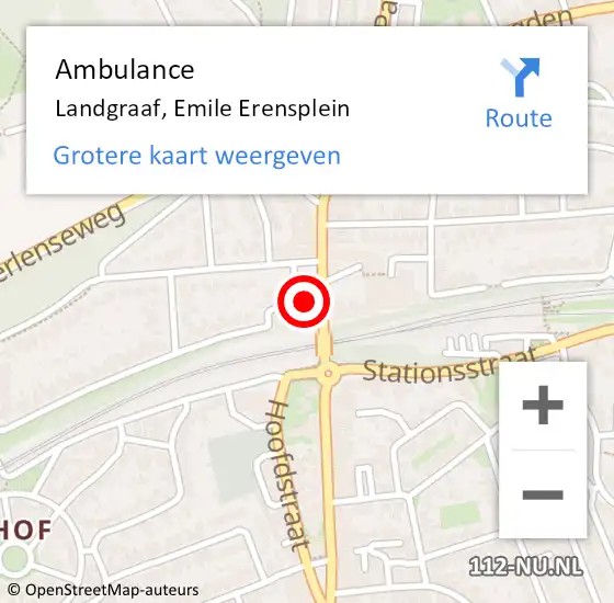 Locatie op kaart van de 112 melding: Ambulance Landgraaf, Emile Erensplein op 15 februari 2014 12:16