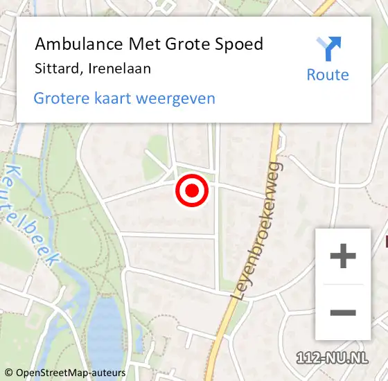 Locatie op kaart van de 112 melding: Ambulance Met Grote Spoed Naar Sittard, Irenelaan op 15 februari 2014 12:20