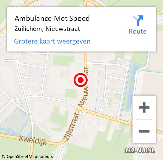 Locatie op kaart van de 112 melding: Ambulance Met Spoed Naar Zuilichem, Nieuwstraat op 6 februari 2018 22:30