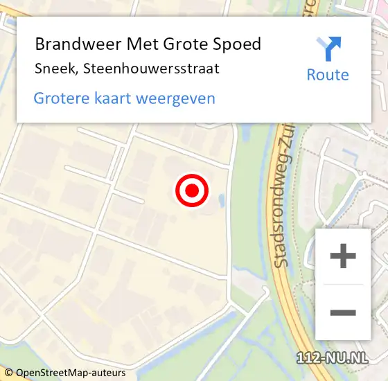 Locatie op kaart van de 112 melding: Brandweer Met Grote Spoed Naar Sneek, Steenhouwersstraat op 6 februari 2018 22:32