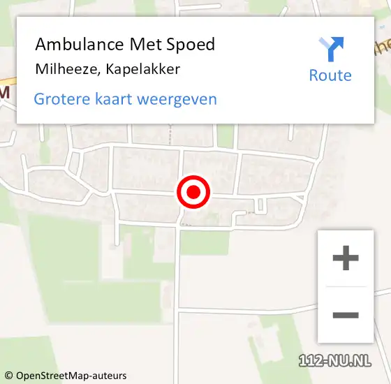 Locatie op kaart van de 112 melding: Ambulance Met Spoed Naar Milheeze, Kapelakker op 6 februari 2018 22:50