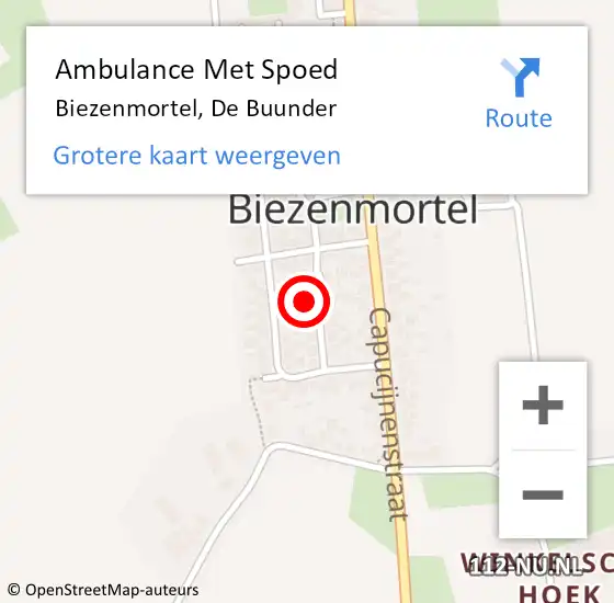 Locatie op kaart van de 112 melding: Ambulance Met Spoed Naar Biezenmortel, De Buunder op 6 februari 2018 22:57