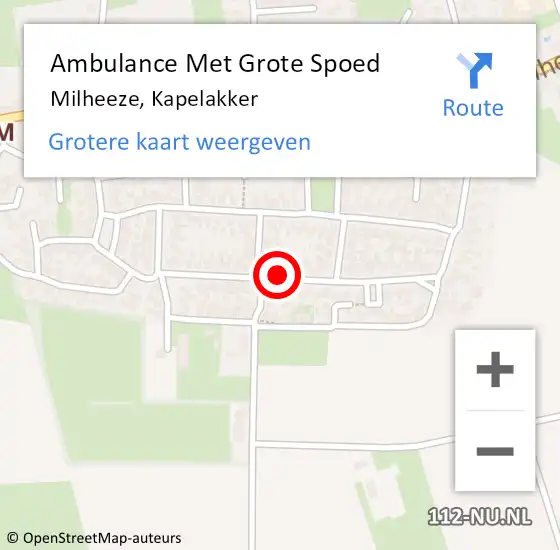 Locatie op kaart van de 112 melding: Ambulance Met Grote Spoed Naar Milheeze, Kapelakker op 6 februari 2018 22:58