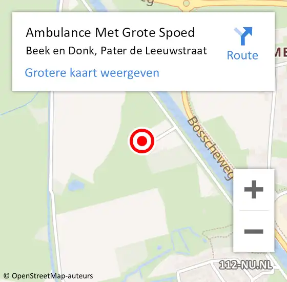 Locatie op kaart van de 112 melding: Ambulance Met Grote Spoed Naar Beek en Donk, Pater de Leeuwstraat op 6 februari 2018 23:07