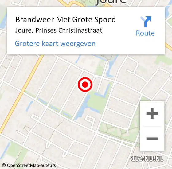 Locatie op kaart van de 112 melding: Brandweer Met Grote Spoed Naar Joure, Prinses Christinastraat op 7 februari 2018 00:02