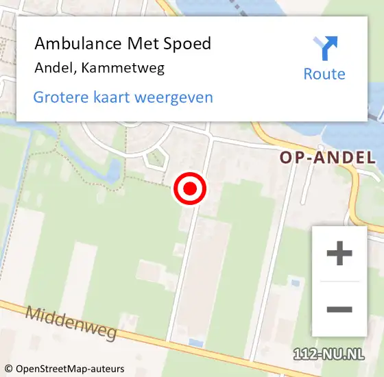 Locatie op kaart van de 112 melding: Ambulance Met Spoed Naar Andel, Kammetweg op 7 februari 2018 00:04