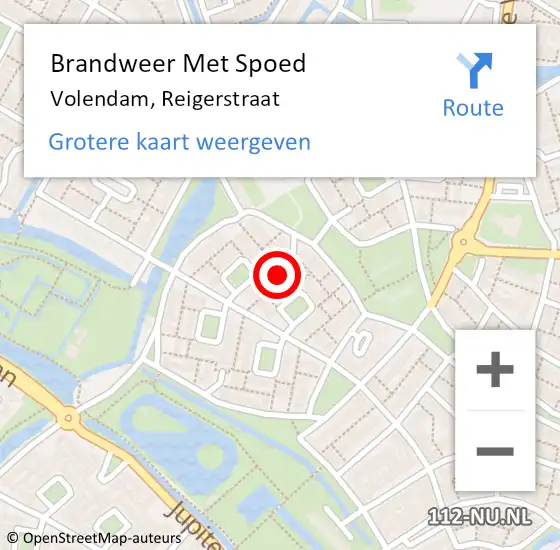 Locatie op kaart van de 112 melding: Brandweer Met Spoed Naar Volendam, Reigerstraat op 15 februari 2014 12:27