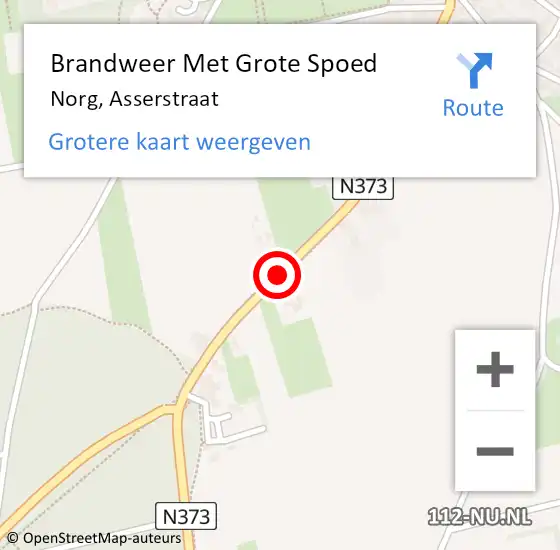 Locatie op kaart van de 112 melding: Brandweer Met Grote Spoed Naar Norg, Asserstraat op 7 februari 2018 00:57