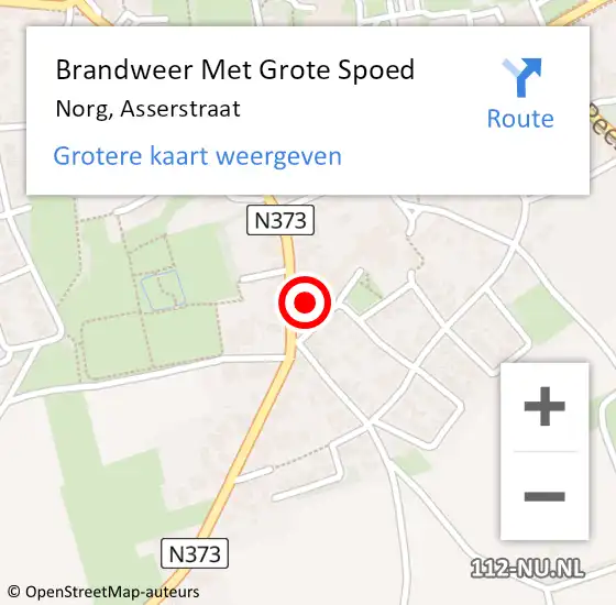 Locatie op kaart van de 112 melding: Brandweer Met Grote Spoed Naar Norg, Asserstraat op 7 februari 2018 01:15