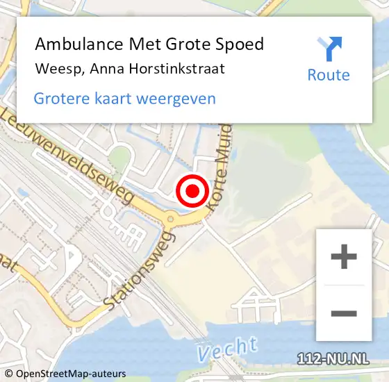 Locatie op kaart van de 112 melding: Ambulance Met Grote Spoed Naar Weesp, Anna Horstinkstraat op 7 februari 2018 01:56