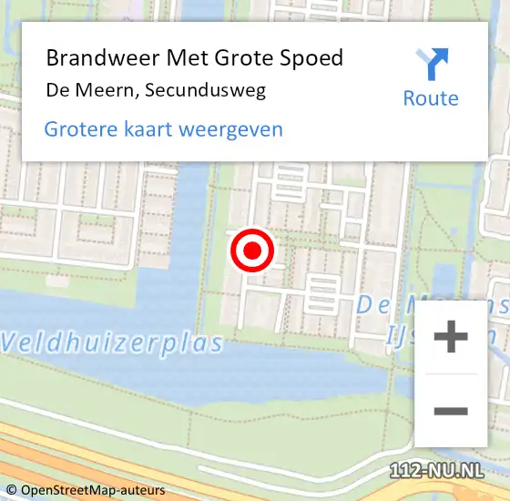 Locatie op kaart van de 112 melding: Brandweer Met Grote Spoed Naar De Meern, Secundusweg op 7 februari 2018 04:00