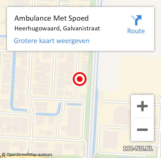 Locatie op kaart van de 112 melding: Ambulance Met Spoed Naar Heerhugowaard, Galvanistraat op 7 februari 2018 05:03