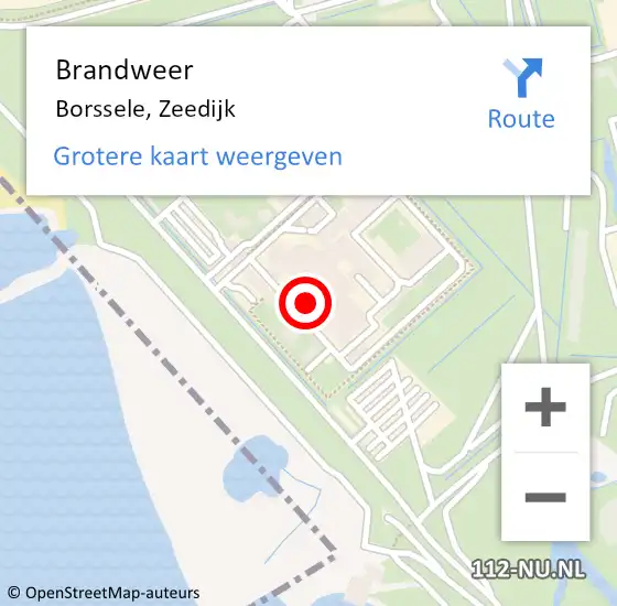 Locatie op kaart van de 112 melding: Brandweer Borssele, Zeedijk op 7 februari 2018 07:18