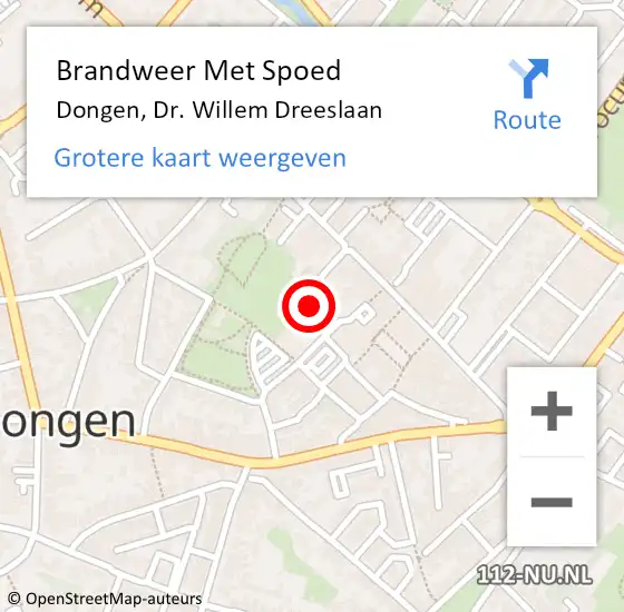 Locatie op kaart van de 112 melding: Brandweer Met Spoed Naar Dongen, Dr. Willem Dreeslaan op 7 februari 2018 08:00