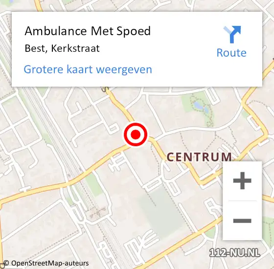 Locatie op kaart van de 112 melding: Ambulance Met Spoed Naar Best, Kerkstraat op 7 februari 2018 08:35