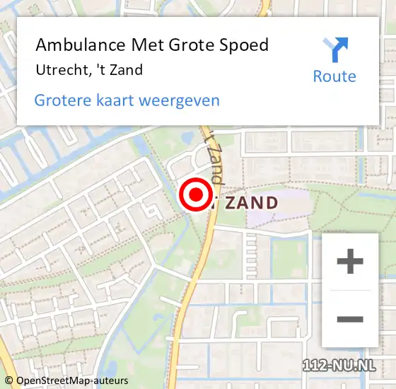 Locatie op kaart van de 112 melding: Ambulance Met Grote Spoed Naar Utrecht, 't Zand op 7 februari 2018 08:42