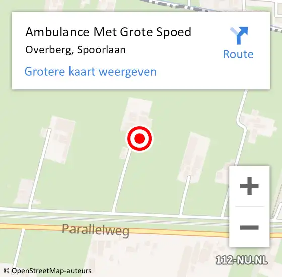 Locatie op kaart van de 112 melding: Ambulance Met Grote Spoed Naar Overberg, Spoorlaan op 7 februari 2018 08:51