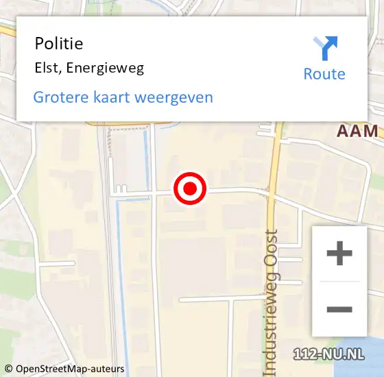 Locatie op kaart van de 112 melding: Politie Elst, Energieweg op 7 februari 2018 08:51