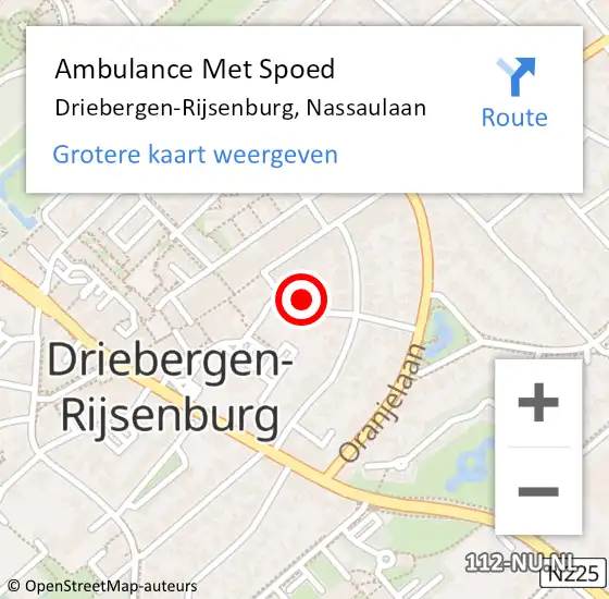 Locatie op kaart van de 112 melding: Ambulance Met Spoed Naar Driebergen-Rijsenburg, Nassaulaan op 15 februari 2014 12:49