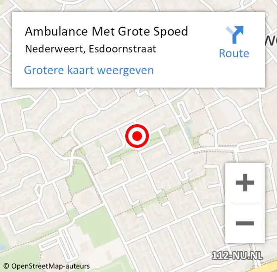 Locatie op kaart van de 112 melding: Ambulance Met Grote Spoed Naar Nederweert, Esdoornstraat op 7 februari 2018 09:43