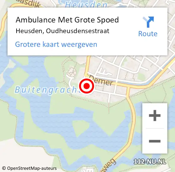 Locatie op kaart van de 112 melding: Ambulance Met Grote Spoed Naar Heusden, Oudheusdensestraat op 7 februari 2018 10:07