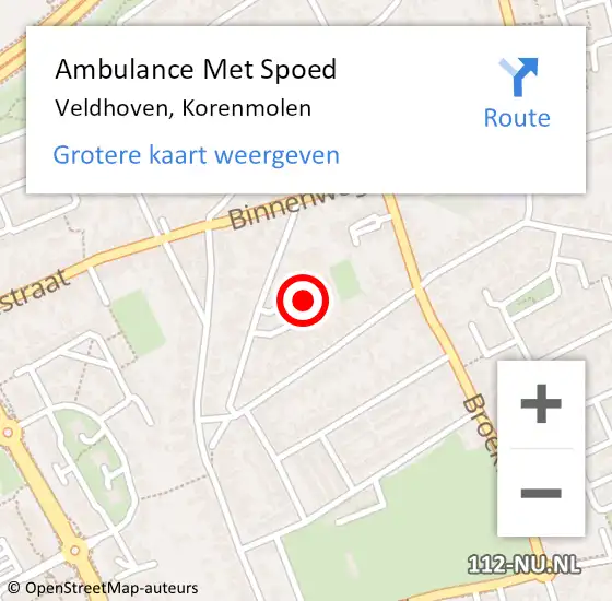 Locatie op kaart van de 112 melding: Ambulance Met Spoed Naar Veldhoven, Korenmolen op 7 februari 2018 10:15