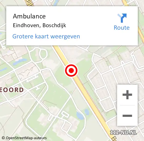 Locatie op kaart van de 112 melding: Ambulance Eindhoven, Boschdijk op 7 februari 2018 10:48