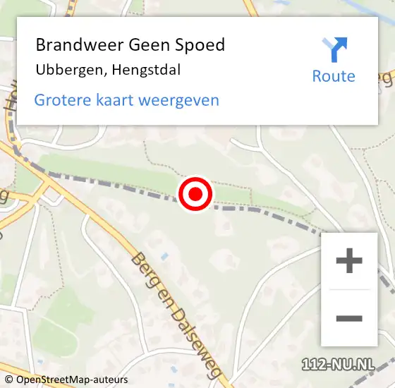 Locatie op kaart van de 112 melding: Brandweer Geen Spoed Naar Ubbergen, Hengstdal op 7 februari 2018 10:55