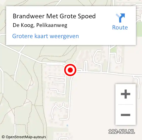 Locatie op kaart van de 112 melding: Brandweer Met Grote Spoed Naar De Koog, Pelikaanweg op 7 februari 2018 11:41