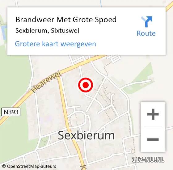 Locatie op kaart van de 112 melding: Brandweer Met Grote Spoed Naar Sexbierum, Sixtuswei op 7 februari 2018 11:45