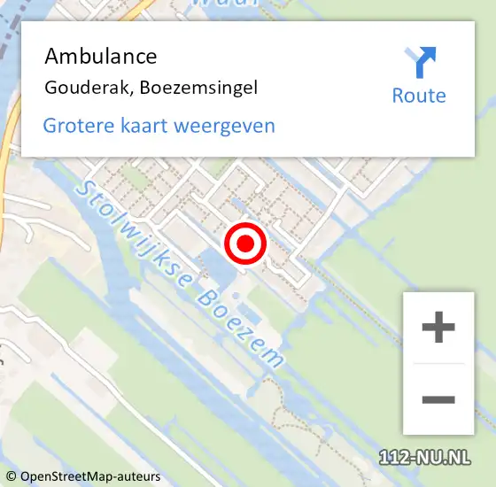Locatie op kaart van de 112 melding: Ambulance Gouderak, Boezemsingel op 7 februari 2018 11:57