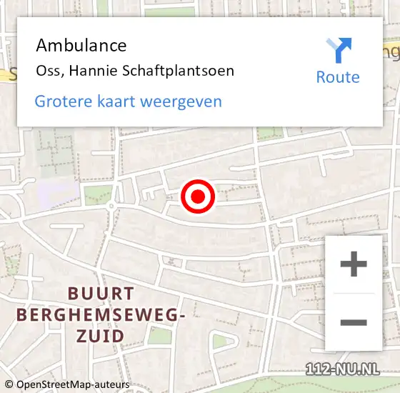 Locatie op kaart van de 112 melding: Ambulance Oss, Hannie Schaftplantsoen op 7 februari 2018 13:15