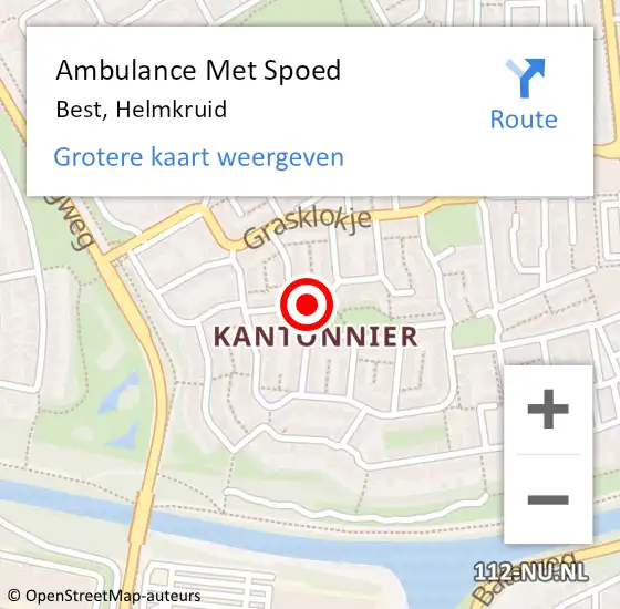 Locatie op kaart van de 112 melding: Ambulance Met Spoed Naar Best, Helmkruid op 7 februari 2018 13:46